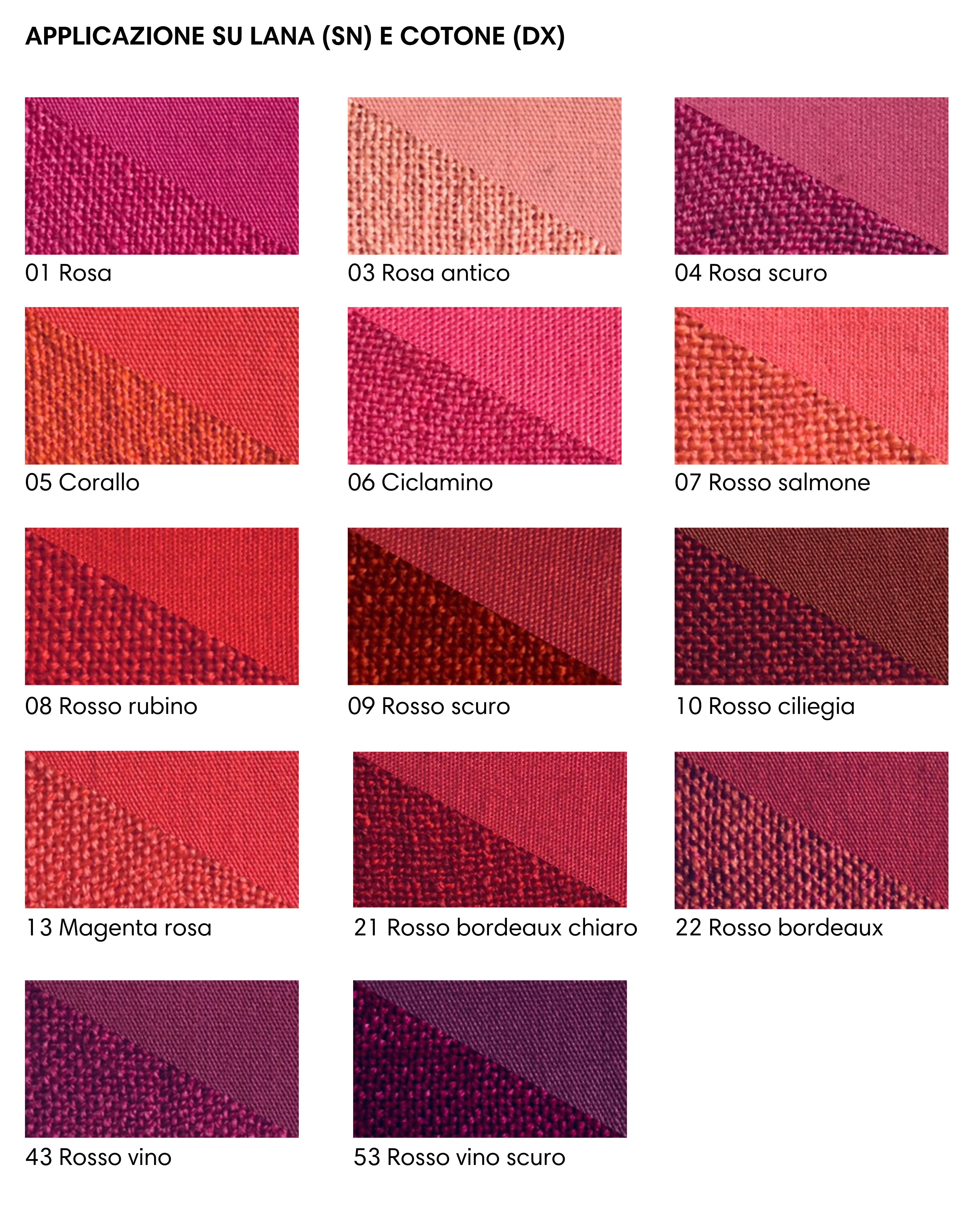 Tintura per tessuti in polvere - tonalità di Rosso